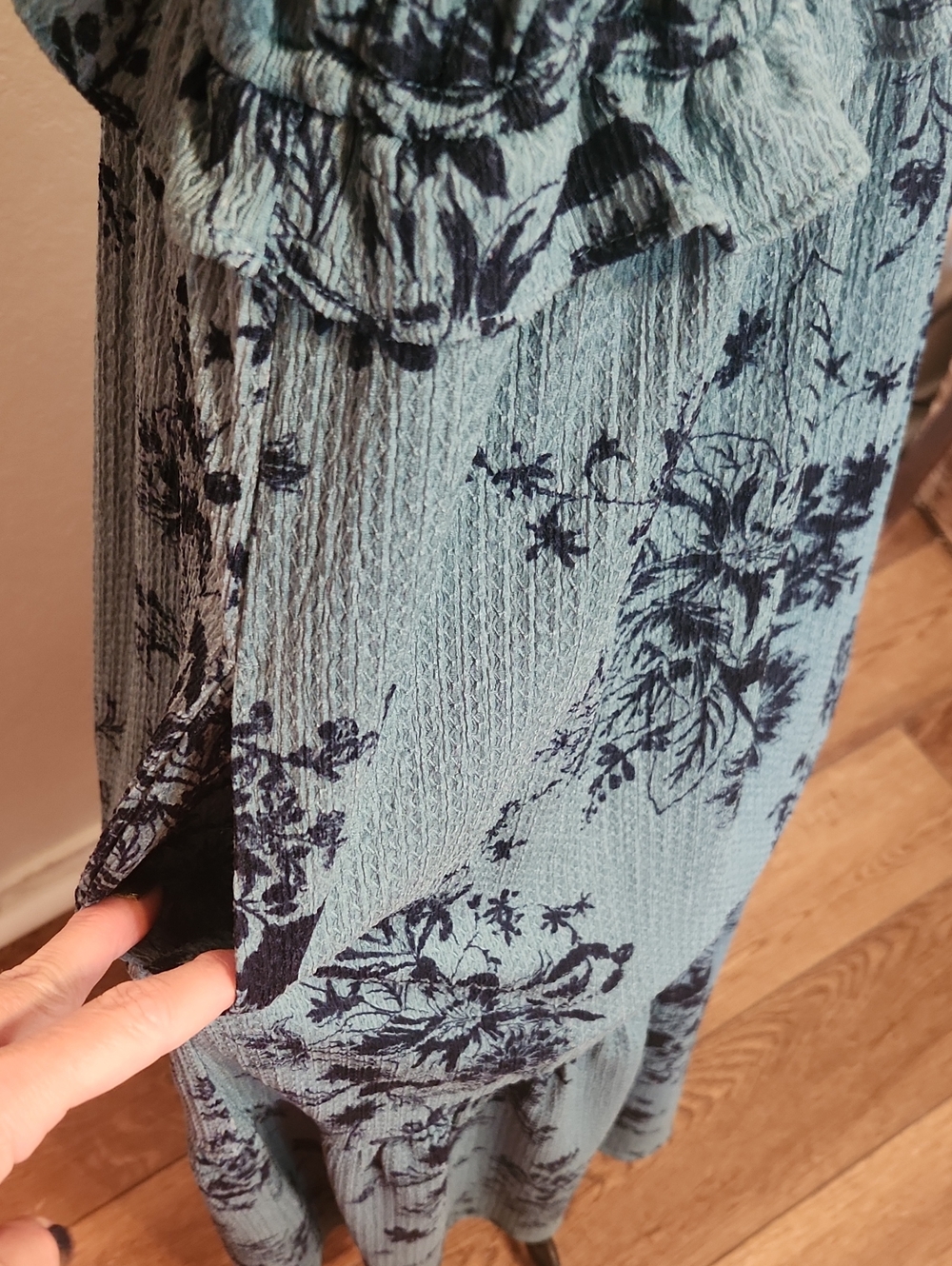 Teal Maxi Dress with Navy Floral Print - Picture 7 of 7